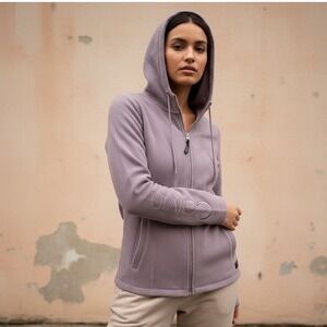 Calvin Klein Performance Mauve Fleece Zip Up Hoodie Jacket Womens Medium Logo